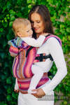 Ergonomic Carrier, Toddler Size, herringbone weave 100% cotton - LITTLE HERRINGBONE RASPBERRY GARDEN - Second Generation