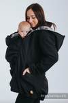 Babywearing Coat - Softshell - Black with Glamorous Lace Revers - size 3XL