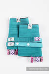 Drool Pads & Reach Straps Set, (60% cotton, 40% polyester) - LITTLE HERRINGBONE OMBRE TEAL 