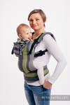 LennyGo Ergonomic Carrier, Baby Size, broken-twill weave 100% cotton - SMOKY - LIME