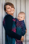 Baby Wrap, Jacquard Weave (60% cotton, 28% Merino wool, 8% silk, 4% cashmere) - PEACOCK'S TAIL - BLACK OPAL - size L