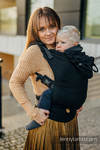 LennyGo Porte-bébé ergonomique, taille toddler, jacquard (59% Coton, 41% Laine mérinos) - PEACOCK'S TAIL - PITCH BLACK