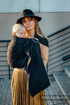 Żakardowa chusta kółkowa do noszenia dzieci, 59% bawełna, 41% wełna merino, ramię bez zakładek - PAWI OGON - PITCH BLACK  - standard 1.8m