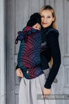 LennyGo Ergonomic Carrier, Baby Size, jacquard weave (60% cotton, 28% Merino wool, 8% silk, 4% cashmere) - PEACOCK'S TAIL - BLACK OPAL