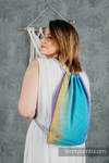 Sackpack made of wrap fabric (100% cotton) - PEACOCK’S TAIL - SUNSET - standard size 32cmx43cm