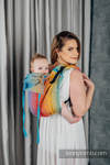Lenny Buckle Onbuhimo baby carrier, standard size, jacquard weave (100% cotton) - PEACOCK’S TAIL - SUNSET 