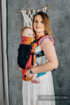 Porte-bébé en maille LennyUpGrade, taille standard, jacquard (75% coton, 25% polyester) - PEACOCK'S TAIL - SUNSET 