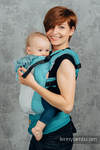 LennyGo Porte-bébé en maille ergonomique, taille bébé, tissage herringbone, 86 % coton, 14% polyester - LITTLE HERRINGBONE OMBRE TEAL