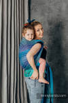 LennyHybrid Half Buckle Carrier, Preschool Size, jacquard weave 100% cotton - PEACOCK’S TAIL - FANTASY