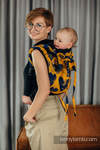 Lenny Buckle Onbuhimo baby carrier, standard size, jacquard weave (100% cotton) - LOVKA MUSTARD & NAVY BLUE 