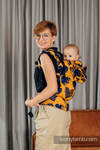 LennyGo Porte-bébé ergonomique, taille bébé, jacquard 100% coton, LOVKA MUSTARD & NAVY BLUE  