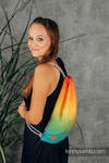 Sackpack made of wrap fabric (100% cotton) - RAINBOW PEACOCK’S TAIL - standard size 32cmx43cm
