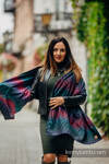 Shawl made of wrap fabric (60% cotton, 28% Merino wool, 8% silk, 4% cashmere) - PEACOCK'S TAIL - BLACK OPAL