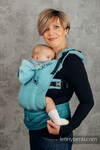LennyGo Porte-bébé ergonomique, taille bébé, tissage herringbone, 100% coton  - LITTLE HERRINGBONE OMBRE TEAL