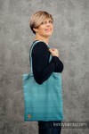 Shopping bag made of wrap fabric (100% cotton) - LITTLE HERRINGBONE OMBRE TEAL 