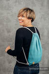 Sackpack made of wrap fabric (100% cotton) - LITTLE HERRINGBONE OMBRE TEAL - standard size 32cmx43cm