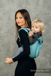 Lenny Buckle Onbuhimo baby carrier, standard size, herringbone weave (100% cotton) - LITTLE HERRINGBONE OMBRE TEAL 