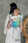 Nosidło Klamrowe ONBUHIMO z tkaniny żakardowej (100% bawełna), rozmiar Toddler - PAWI OGON - BAŃKA MYDLANA