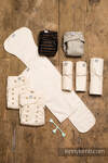 Cloth diaper starter set, size OS, Herringbone Natural & Brown & Black Stripes