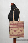 Shopping bag - 60% Cotton, 40% Polyester - Beige & Raspberry Lace 