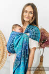Ringsling, Jacquard Weave (100% cotton), with gathered shoulder - TANGLED - BLUE REED - standard 1.8m
