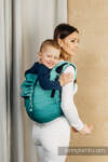Lenny Buckle Onbuhimo baby carrier, preschool size, herringbone weave (100% cotton) - LITTLE HERRINGBONE OMBRE GREEN 