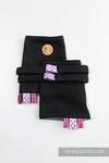 Drool Pads & Reach Straps Set, (60% cotton, 40% polyester) - LITTLE HERRINGBONE EBONY BLACK 