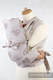 MEI-TAI carrier Mini, jacquard weave - 84% cotton 16% linen - with hood, HEARTS BEIGE & CREAM, Reverse #babywearing