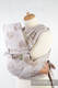 MEI-TAI carrier Toddler, jacquard weave - 84% cotton 16% linen - with hood, HEARTS BEIGE & CREAM, Reverse #babywearing