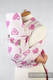 Nosidełko dla dzieci MEI-TAI TODDLER z kapturkiem, bawełna, splot żakardowy, SERDUSZKA RÓŻ z KREMEM, Rewers #babywearing