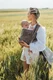Baby Wrap, chevron weave (100% linen) - ARROW - WOOD - size S #babywearing