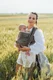 Baby Wrap, chevron weave (100% linen) - ARROW - WOOD - size S #babywearing