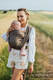 Baby Wrap, chevron weave (100% linen) - ARROW - WOOD - size M #babywearing