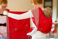Baby Wrap, Jacquard Weave (100% cotton) - STARS RED & GRAY - size M #babywearing