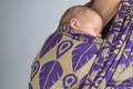Żakardowa chusta do noszenia dzieci, bawełna - LIŚCIE PÓŁNOCY PURPUROWY Z ŻÓŁTYM - rozmiar XS #babywearing