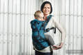 Ergonomic Carrier, Baby Size, jacquard weave 100% cotton - FEATHERS TURQUOISE & BLACK #babywearing