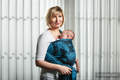 Żakardowa chusta do noszenia dzieci, bawełna - Pióra Turkus z Czarnym - rozmiar XL #babywearing
