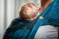 Baby Wrap, Jacquard Weave (100% cotton) - Feathers Turquoise & Black - size XS #babywearing