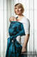 Baby Wrap, Jacquard Weave (100% cotton) - Feathers Turquoise & Black - size S (grade B) #babywearing