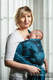 Żakardowa chusta do noszenia dzieci, bawełna - Pióra Turkus z Czarnym - rozmiar XL #babywearing