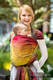 Żakardowa chusta do noszenia dzieci, bawełna - SZLACHETNY PAW INDYJSKI, rozmiar XS #babywearing