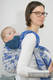 Żakardowa chusta kółkowa do noszenia dzieci, bawełna, ramię bez zakładek - WAŻKI BIAŁY Z NIEBIESKIM - long 2.1m #babywearing