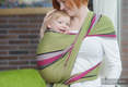 Chusta do noszenia dzieci, tkana splotem skośno-krzyżowym (100% bawełna) - LIMONKA z KHAKI - rozmiar L #babywearing
