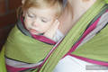 Chusta do noszenia dzieci, tkana splotem skośno-krzyżowym (100% bawełna) - LIMONKA z KHAKI - rozmiar M #babywearing