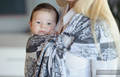 Żakardowa chusta kółkowa do noszenia dzieci, bawełna, ramię bez zakładek - SREBRZYSTY MOTYL - long 2.1m #babywearing