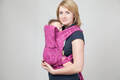 Nosidełko dla dzieci MEI-TAI MINI z kapturkiem, bawełna, splot żakardowy, Zakręcone Liście Puprurowy z Różem #babywearing