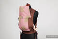 MEI-TAI carrier Toddler, broken-twill weave/jacquard - 100% cotton - with hood,Chestnut with Green&Violet Rose #babywearing