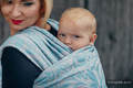 Baby Wrap, Jacquard Weave (60% cotton 28% linen 12% tussah silk) - TWISTED LEAVES GREY & TURQUOISE - size XS #babywearing