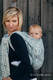 Baby Wrap, Jacquard Weave (60% cotton, 28% merino wool, 8% silk, 4% cashmere) - HEXA FLOWERS BLUE  - size XS #babywearing