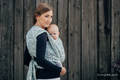 Baby Wrap, Jacquard Weave (60% cotton, 28% merino wool, 8% silk, 4% cashmere) - HEXA FLOWERS BLUE  - size XL #babywearing